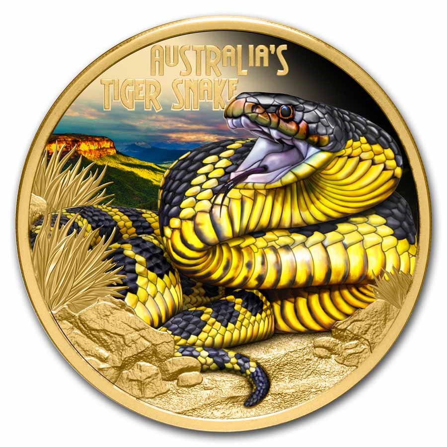 2025 Niue 1 oz Gold Australian Tiger Snake Deadly & Dangerous PF