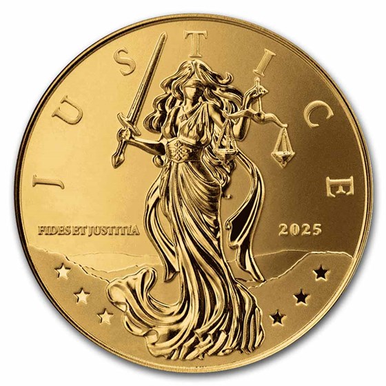 2025 Niue 1 oz Gold Proof-Like Lady Justice Coin