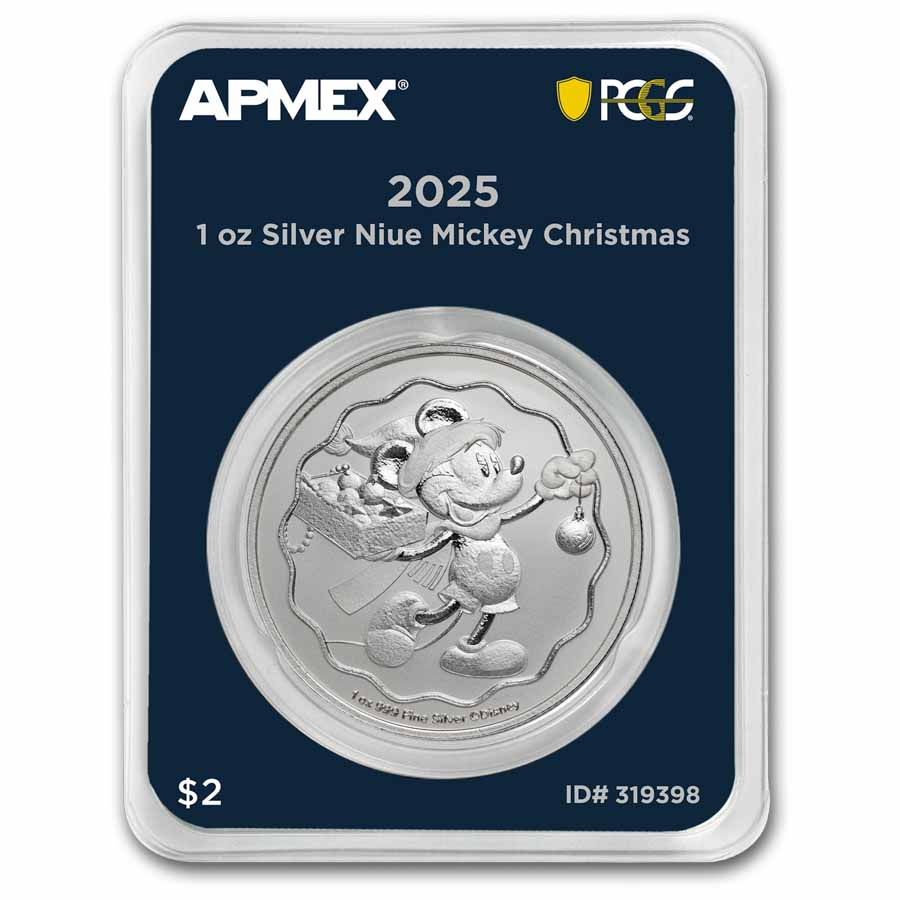 2023 ニウエ1oz銀貨 ミッキー&ミニー FirstStrike Buy 2025 1 oz Silver Mickey Christmas (MD Premier + FS) | APMEX