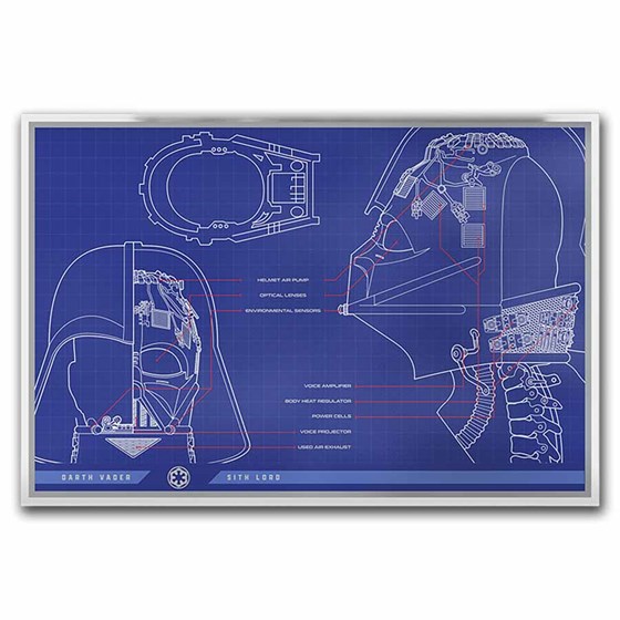 2025 Niue 1 oz Silver $2 Star Wars Blueprint: Darth Vader Helmet 2025 Niue 1 oz Silver $2 Star Wars Blueprint: Darth Vader Helmet