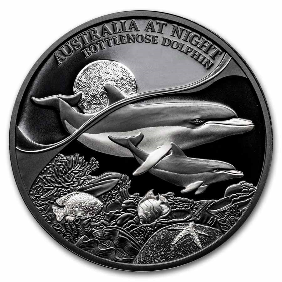 2025 Niue 1 oz Silver Australia at Night (Bottlenose Dolphin)