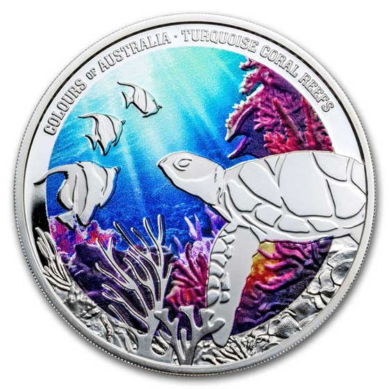 2025 Niue 1 oz Silver Proof Turquoise Coral Reef (with Box & COA)