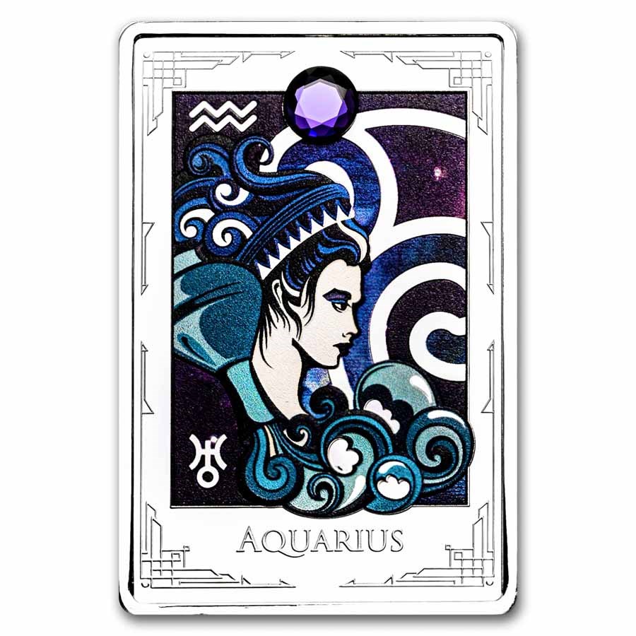 2025 Niue 2 oz Silver $3 Star Signs of the Zodiac: Aquarius