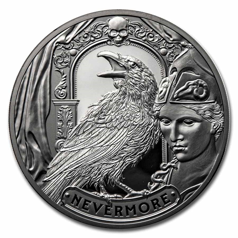2025 Niue 2 oz Silver Black Proof The Raven (w/ Box & COA)