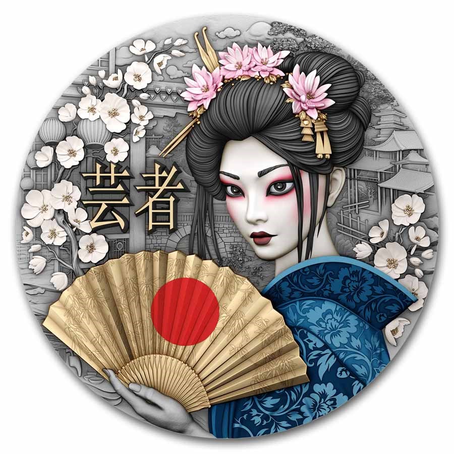 2025 Niue 2 oz Silver Geisha (Gilded & Colorized) w/ Box & COA