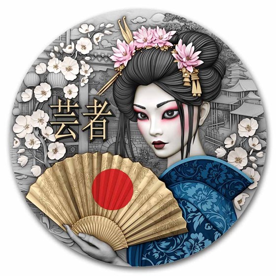 2025 Niue 2 oz Silver Geisha (Gilded & Colorized) w/ Box & COA 2025 Niue 2 oz Silver Geisha (Gilded & Colorized) w/ Box & COA