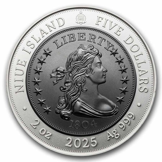 2025 Niue 2 oz Silver Greatest U.S. Coins:1804 Draped Bust Dollar
