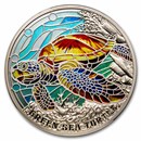 2025 Niue 2 oz Silver Proof Nature's Window: Green Sea Turtle