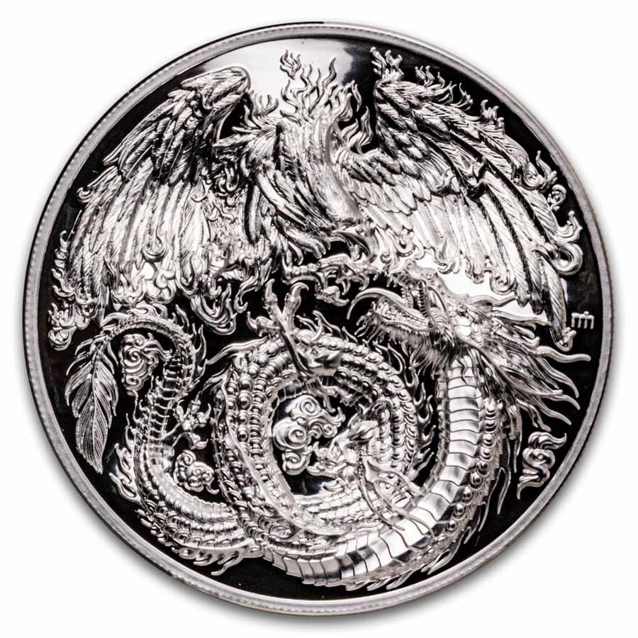 2025 Niue 2 oz Silver Ultra High Relief Phoenix & Dragon Proof