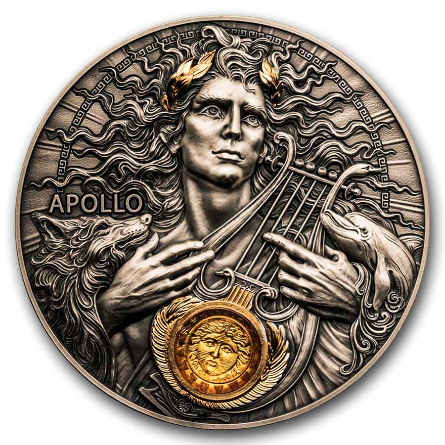 2025 Niue 3 oz Silver Antique Divine Faces of the Sun; Apollo