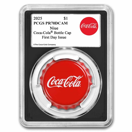 2025 Niue 6 gram Silver Coca-Cola® Bottle Cap - PR-70 PCGS (FDI) 2025 Niue 6 gram Silver Coca-Cola® Bottle Cap - PR-70 PCGS (FDI)