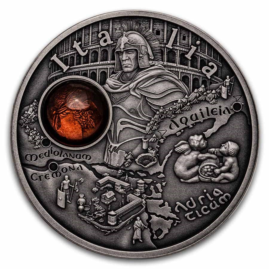 2025 Niue Silver Antique Amber Route: Italia (w/ Box & COA)