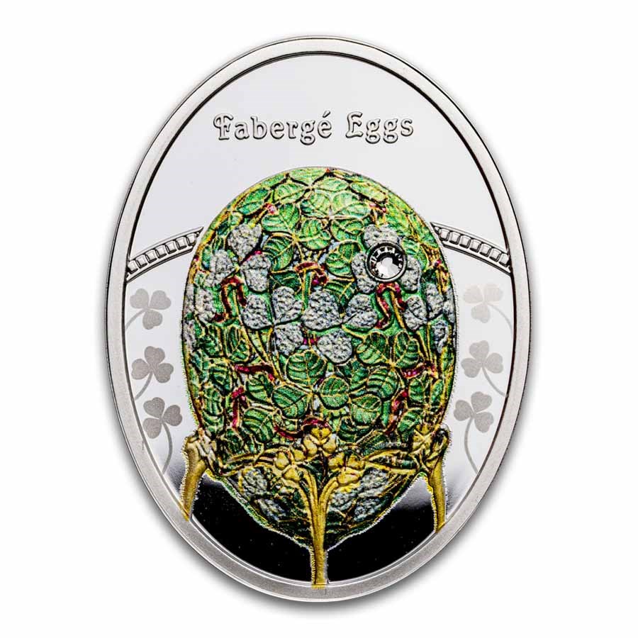 2025 Niue Silver Faberge Eggs: Clover Leaf Egg (Box & COA)