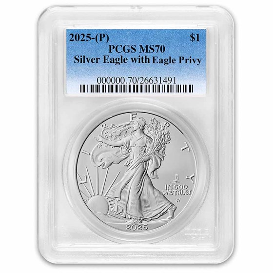 2025-(P) American Silver Eagle (Eagle Privy) MS-70 PCGS 2025-(P) American Silver Eagle (Eagle Privy) MS-70 PCGS
