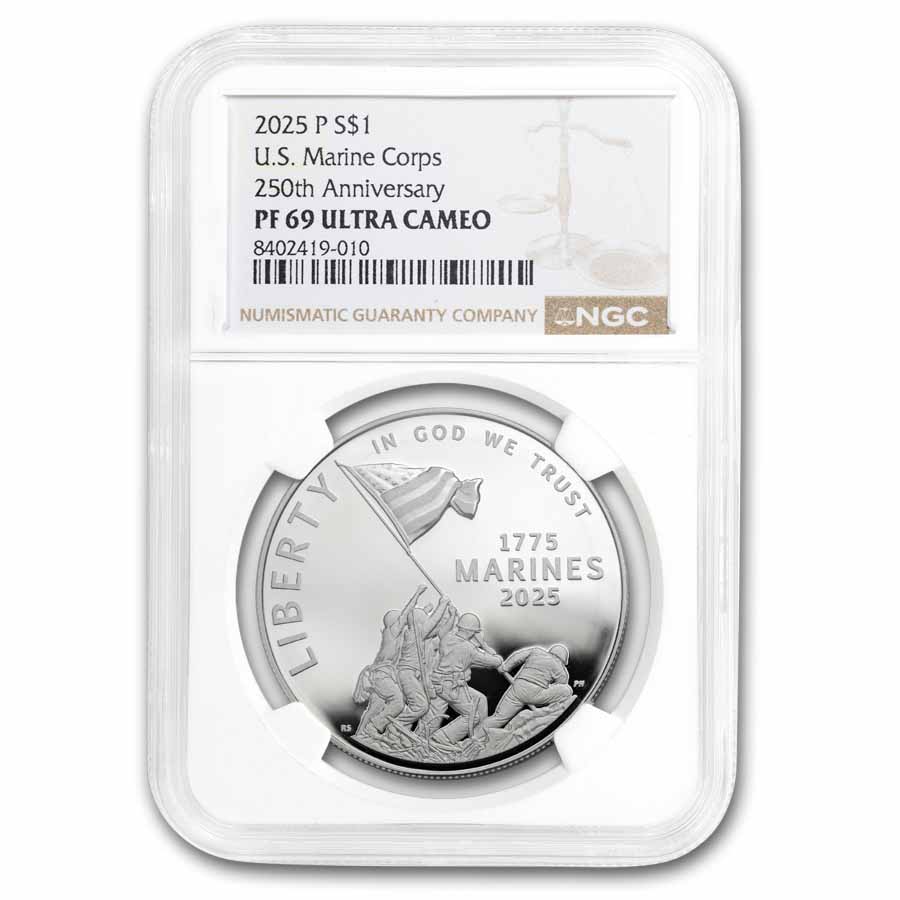 2025-P Marine Corps 250 Anniversary $1 Commem Proof PF-69 NGC