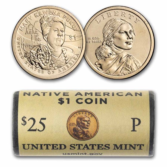 2025-P Native American $1 - Mary Kawena Pukui BU (25-Coin Roll) 2025-P Native American $1 - Mary Kawena Pukui BU (25-Coin Roll)