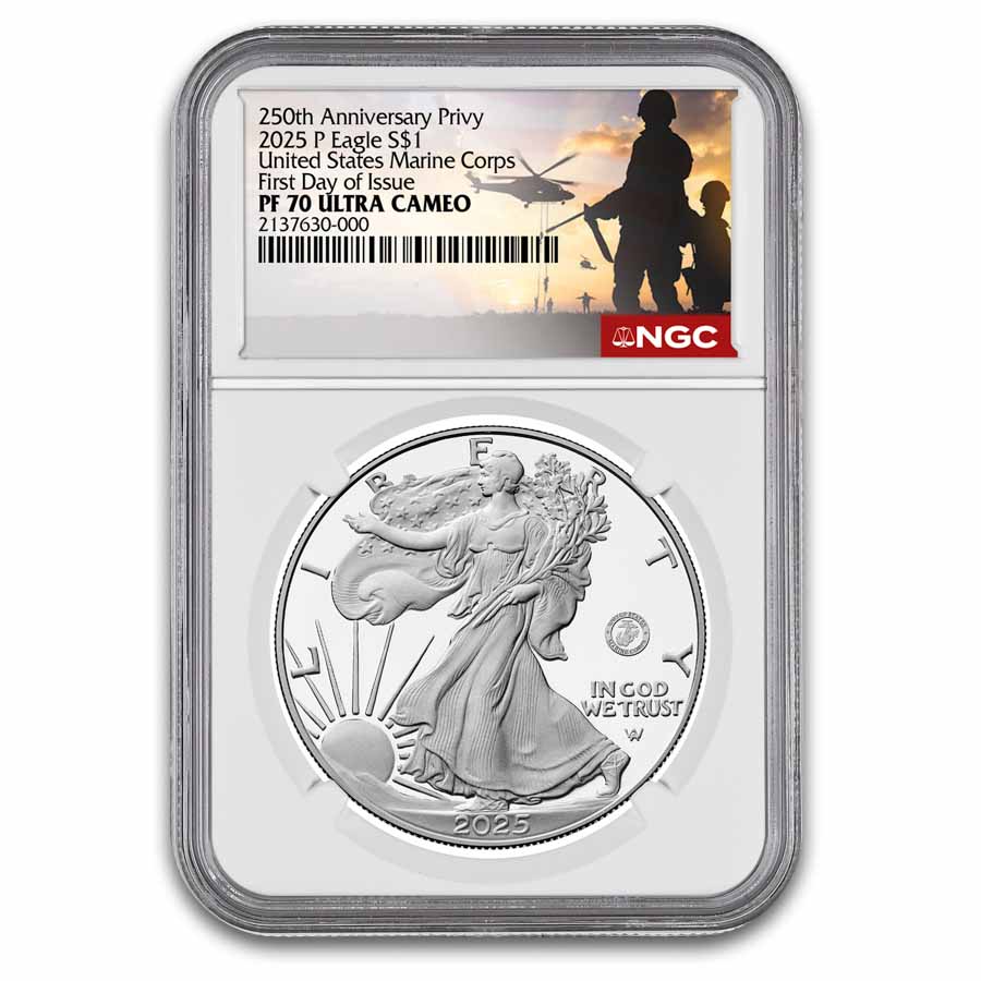 Buy 2025-P Silver Eagle PF-70 (Marine Privy, FDI) | APMEX