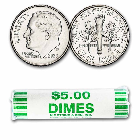 2025-P Roosevelt Dime 50-Coin Roll BU