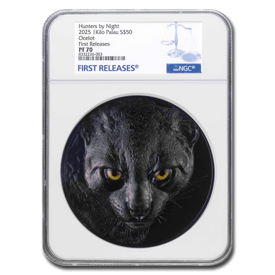 2025 Palau 1 kilo Silver Hunters by Night: Ocelot PF-70 NGC (FR)