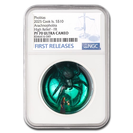 2025 Palau 2 oz Silver Phobias; Arachnophobia PF-70 NGC FR 2025 Palau 2 oz Silver Phobias; Arachnophobia PF-70 NGC FR