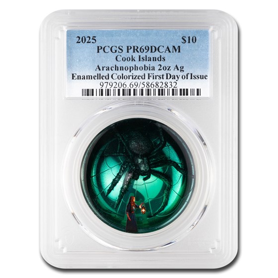 2025 Palau 2 oz Silver Phobias; Arachnophobia PR-69 PCGS (FDI) 2025 Palau 2 oz Silver Phobias; Arachnophobia PR-69 PCGS (FDI)