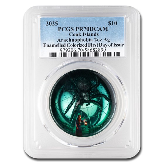 2025 Palau 2 oz Silver Phobias; Arachnophobia PR-70 PCGS (FDI) 2025 Palau 2 oz Silver Phobias; Arachnophobia PR-70 PCGS (FDI)