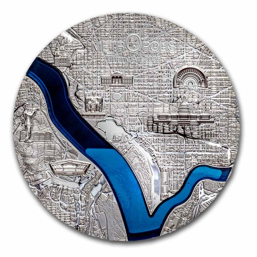 2025 Palau 3 oz Silver Tiffany Art Metropolis: Washington D.C.