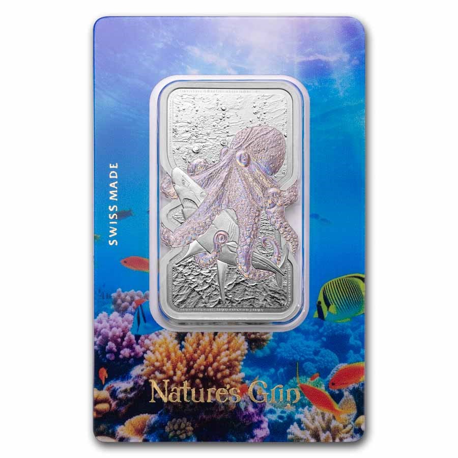 2025 PAMP 1 oz Silver Nature's Grip Giant Octopus $2 Bar in Assay