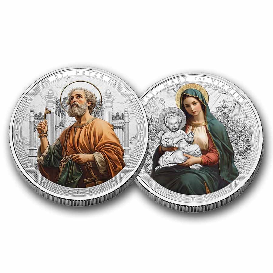 2025 Patron Saints St. Peter & Mary the Virgin 2-Coin Set (Color)