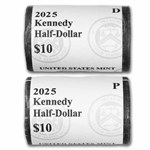 2025-P&D Kennedy Half Dollar 20-Coin 2 Rolls Set (Mint Wrapped)