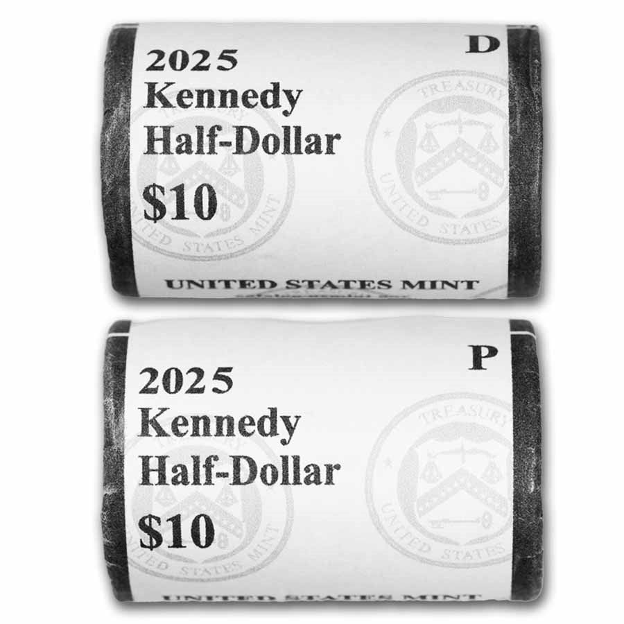 2025-P&D Kennedy Half Dollar 20-Coin 2 Rolls Set (Mint Wrapped)