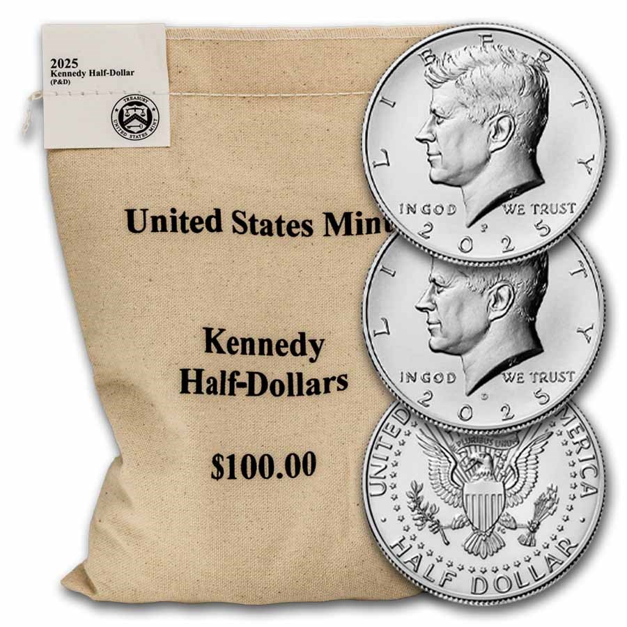 2025-P&D Kennedy Half Dollar 200-Coin Bag BU (Mixed mint marks)