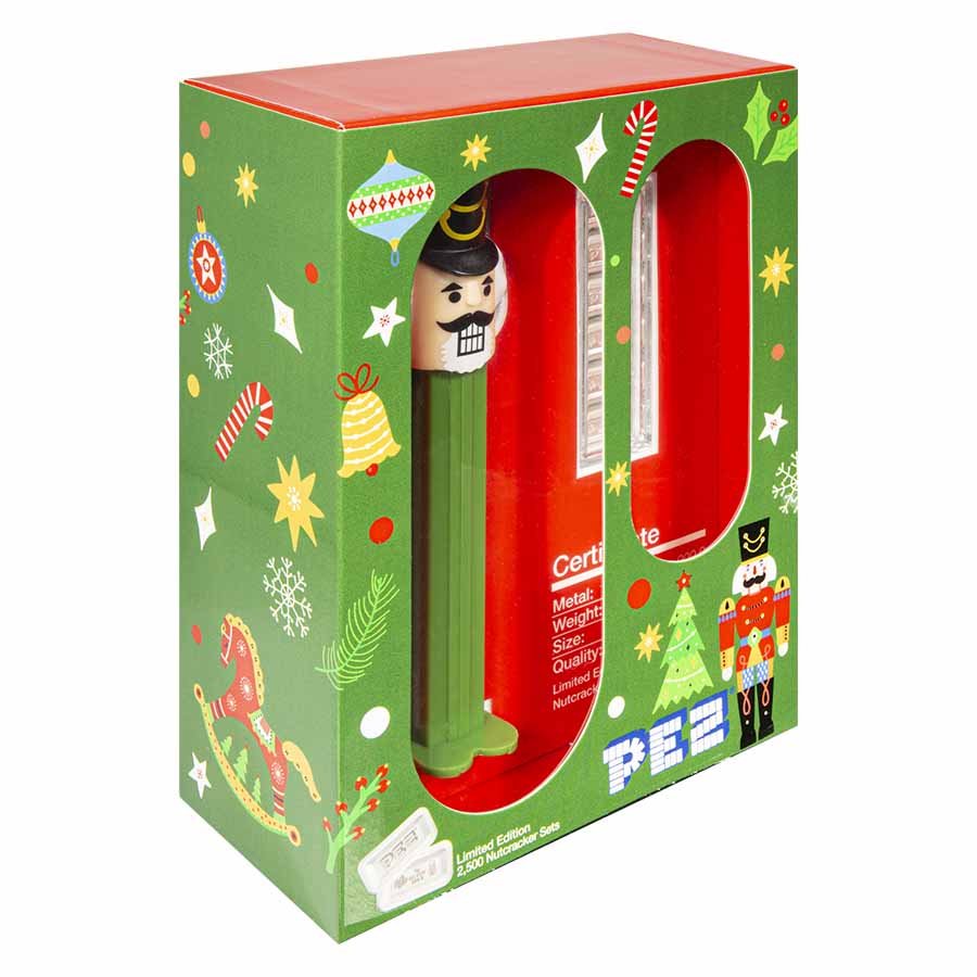 2025 PEZ® Gift Set w/Nutcracker Dispenser & 6x5 gr Silver Wafers