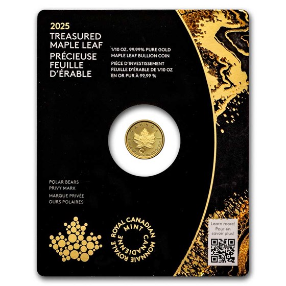 2025 RCM 1/10 oz Gold $5 Treasured Gold Maple Polar Bear Privy 2025 RCM 1/10 oz Gold $5 Treasured Gold Maple Polar Bear Privy