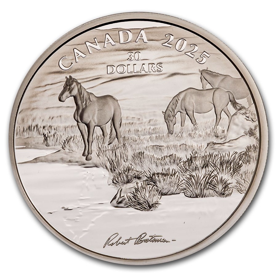2025 RCM 2 oz Silver $30 Robert Bateman Mustang Country