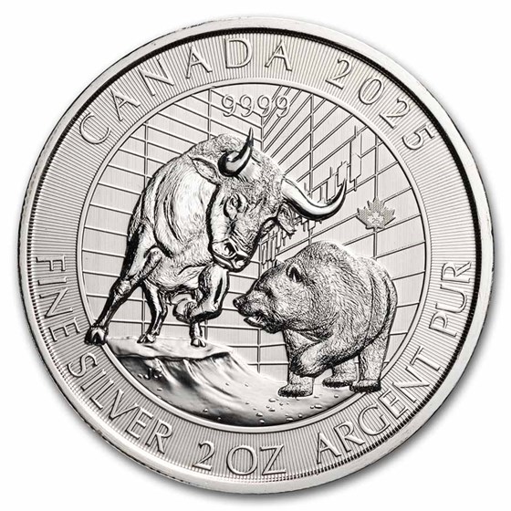 2025 RCM 2 oz Silver Bull and Bear BU