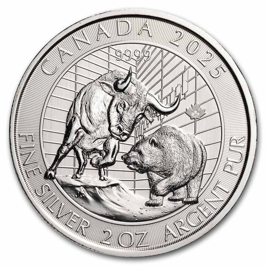 2025 RCM 2 oz Silver Bull and Bear BU