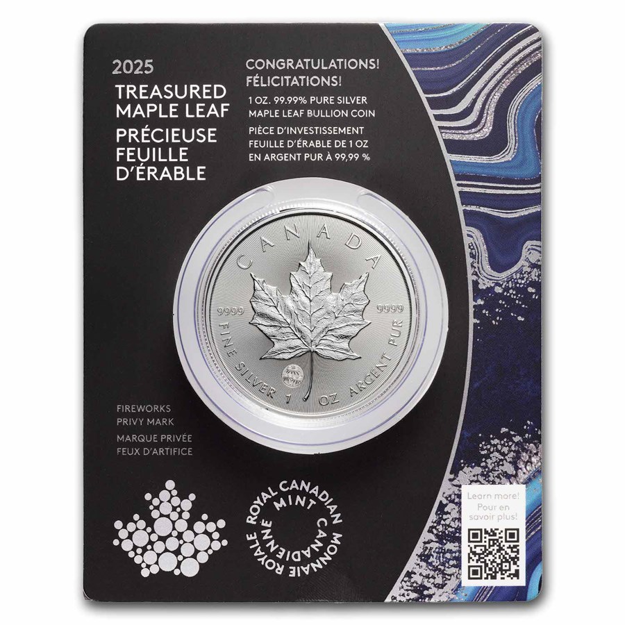 2025 RCM $5 1 oz Ag Treasured Silver Maple Leaf Congratulations