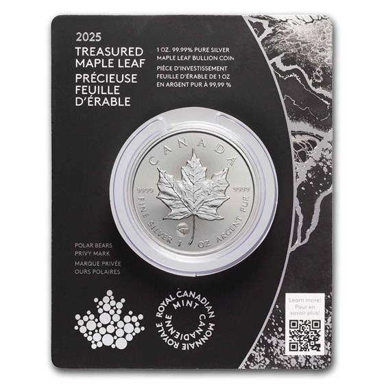 2025 RCM $5 1 oz Silver Treasured Silver Maple Polar Bear Privy 2025 RCM $5 1 oz Silver Treasured Silver Maple Polar Bear Privy