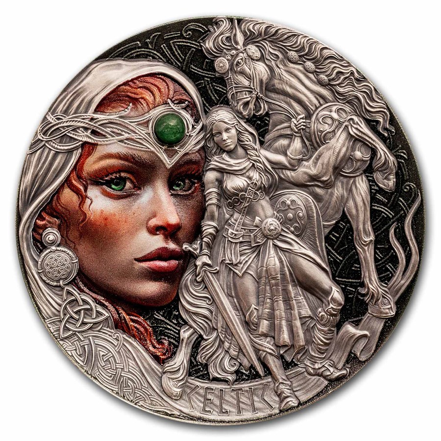 2025 Republic of Cameroon 2 oz Silver Femina Bellator; Celtic