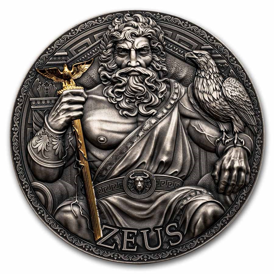2025 Republic of Cameroon 3 oz Silver Greek Mythology; Zeus