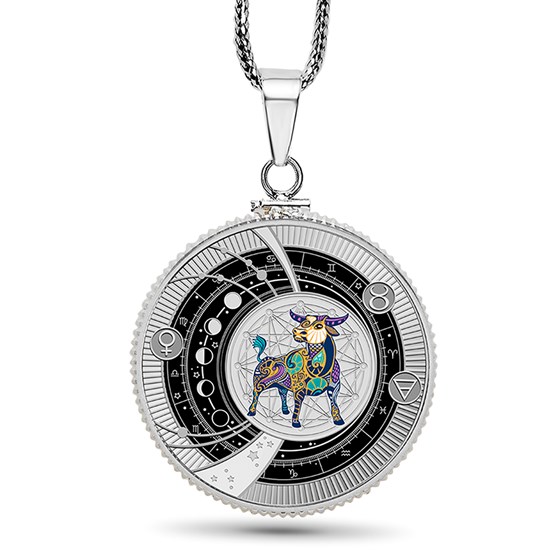 2025 Republic of Cameroon Silver Coin Zodiac Sign: Taurus Pendant 2025 Republic of Cameroon Silver Coin Zodiac Sign: Taurus Pendant