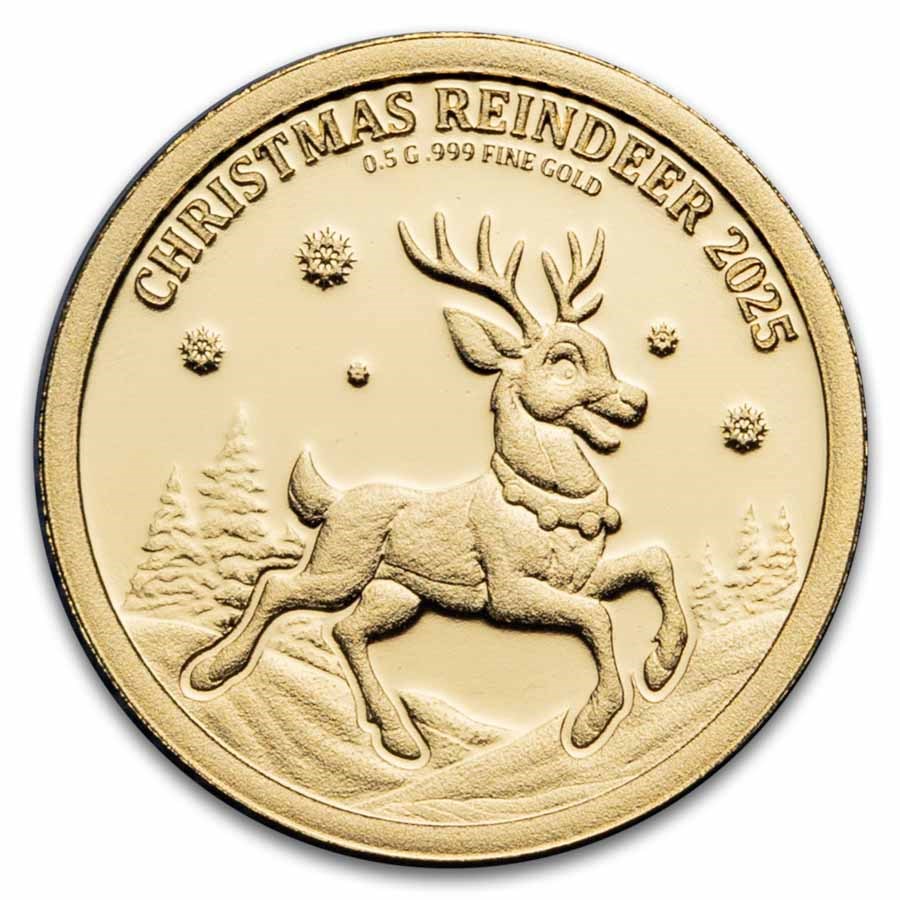 2025 Republic of Congo 1/2 gram Gold Proof Christmas Reindeer
