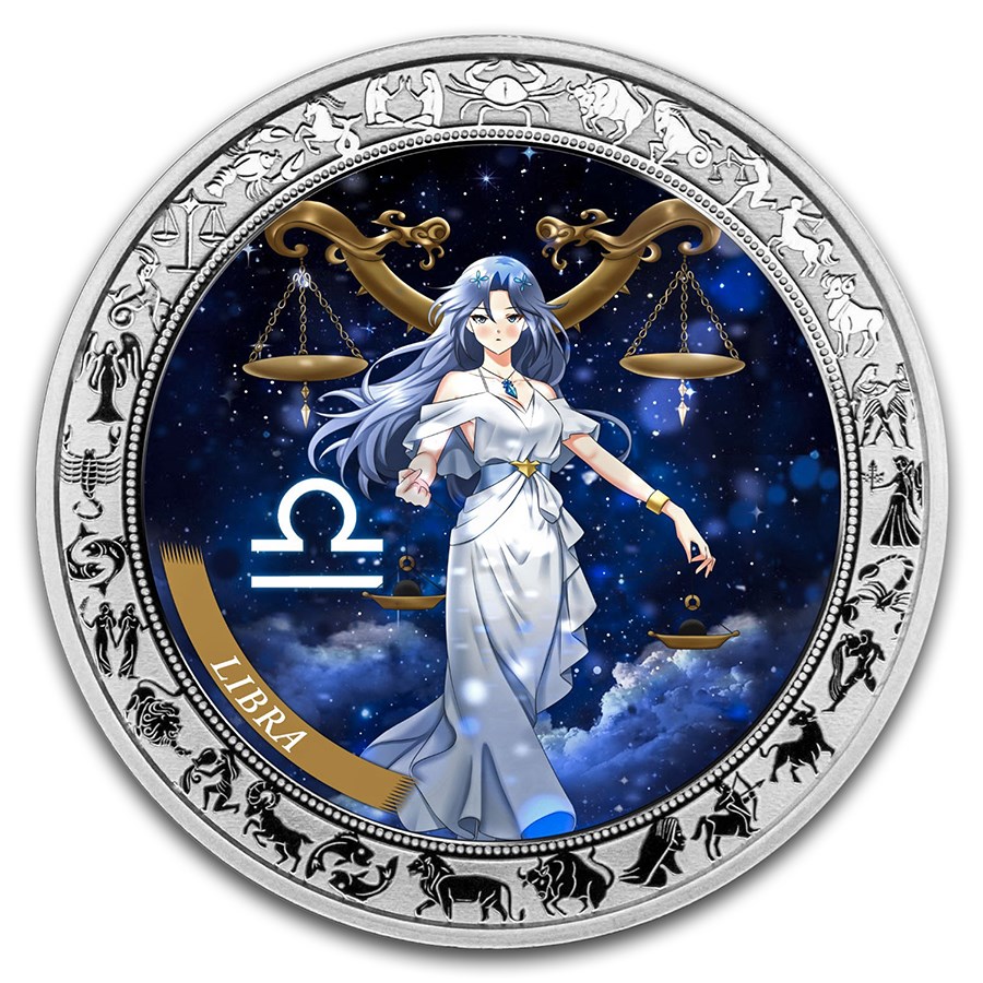 2025 Republic of Ghana 1 oz Silver Anime Zodiac: Libra