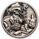 2025 Republic of Ghana 1 oz Silver Antique Memento Mori: Gangster