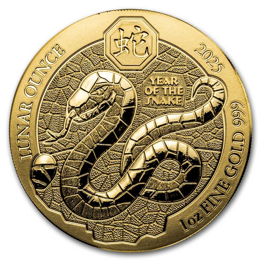 2025 Rwanda 1 oz Gold Lunar Year of the Snake BU