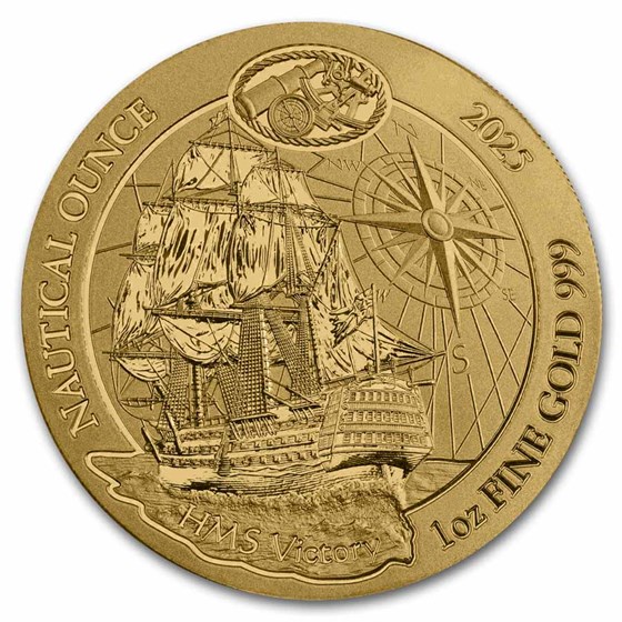 2025 Rwanda 1 oz Gold Nautical Ounce 260 Years of HMS Victory BU 2025 Rwanda 1 oz Gold Nautical Ounce 260 Years of HMS Victory BU