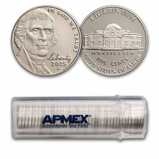 2025-S Jefferson Nickel 40-Coin Roll Proof 2025-S Jefferson Nickel 40-Coin Roll Proof