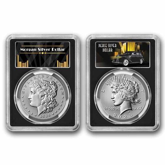 2025-S Morgan & Peace Reverse Proof Set PR-70 PCGS (FDI, Black)