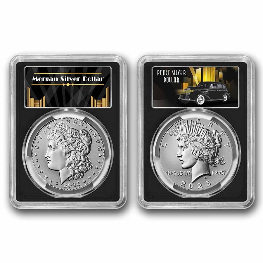 2025-S Morgan & Peace Reverse Proof Set PR-70 PCGS (FDI, Black)